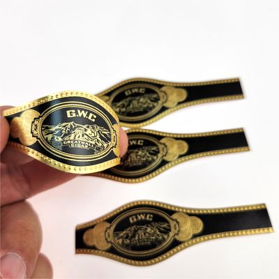 ราคาดี สีดําทอง Custom Cigar Band การพิมพ์สติ๊กเกอร์ ออนไลน์
