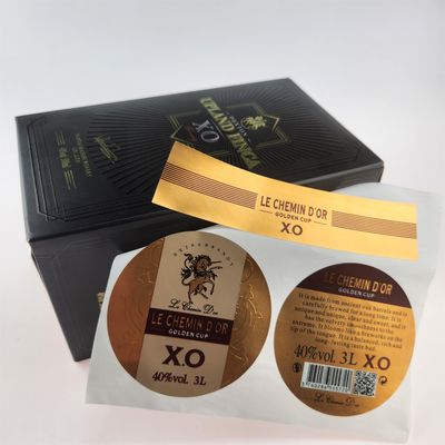 ราคาดี ตราไวสกี้บรันดี้ 3 มิติแบบฝากเอง - ตราขวดไวน์ฟอยล์ทอง OEM ออนไลน์